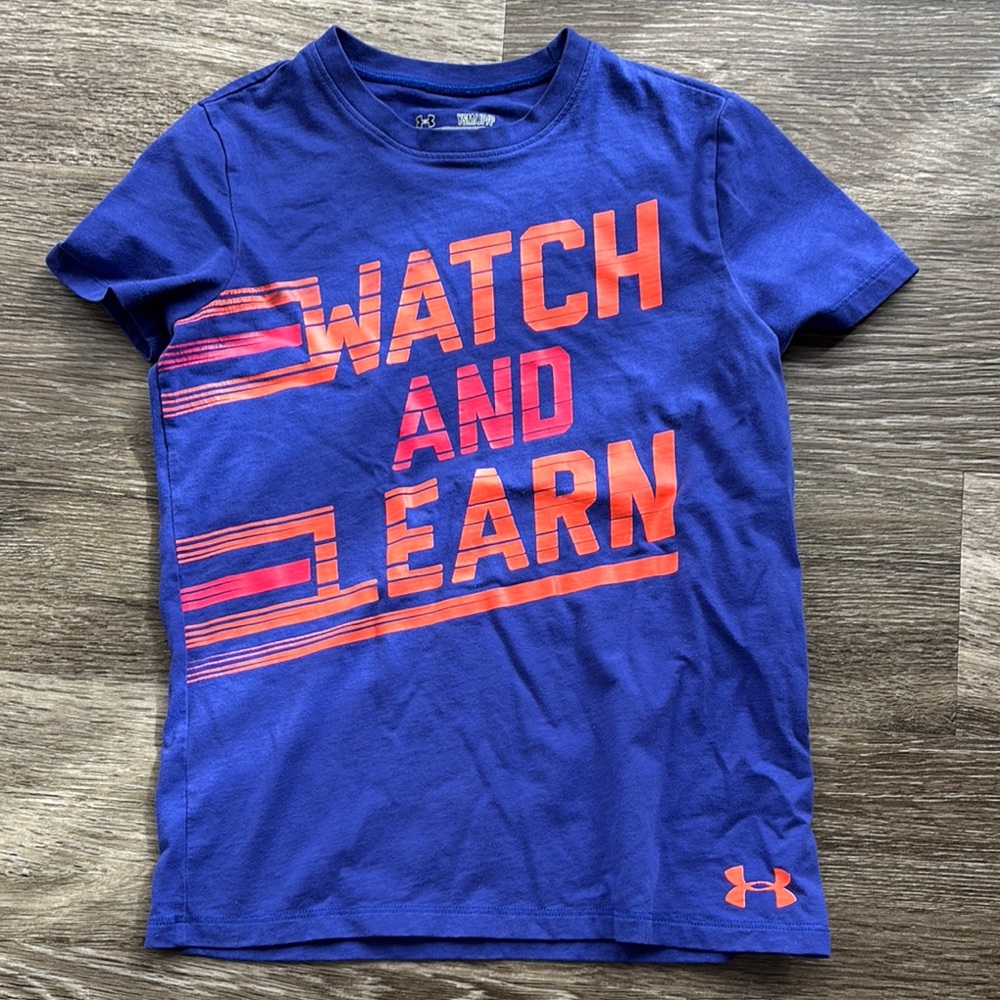 Under Armour Girls Blue and Orange Graphic Tee